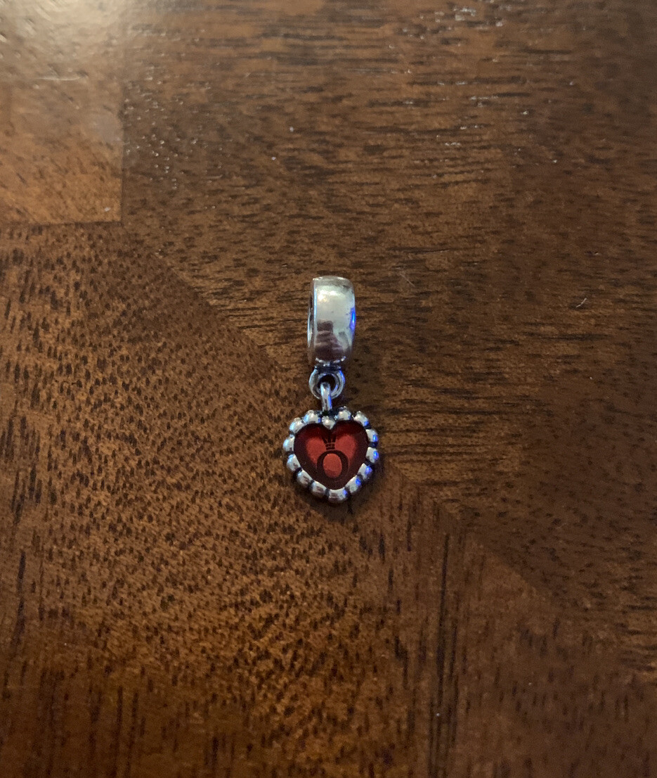 Authentic Pandora Valentine's Day Retired Red Heart Silver Dangle