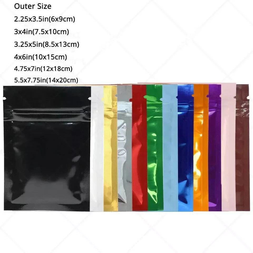 Foil Mylar Zip Seal Smell Proof Resealable Glossy Food Safe Top Lock Storage Bag - Image 3 of 4