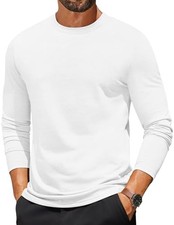 Mens Long Sleeve T Shirts Crew Neck Casual Basic Tee X-Large 1 Pack-white
