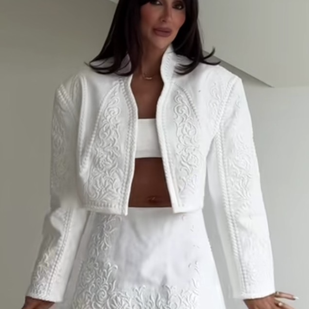 H&M S/S 2026 Linen-Blend Embroidered Bolero Jacket 1337885001