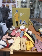 Vintage Ken Doll Yellow Vinyl Carrying Case With Lot of Clothes Barbie