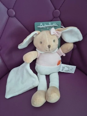 Doudou Peluche Lapin Beige Rose Blanc Mouchoir Coton Bio Baby Nat Neuf - Photo 1/2