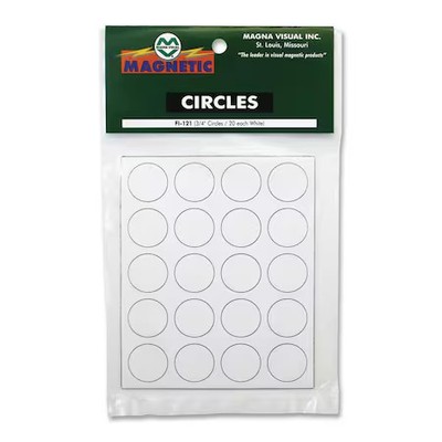 Magna Visual Fi-121 Magnetic Round Indicators, White, Pk20