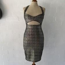 Vintage Nookie Y2K Metallic Shimmer Cut Out Bodycon Dress