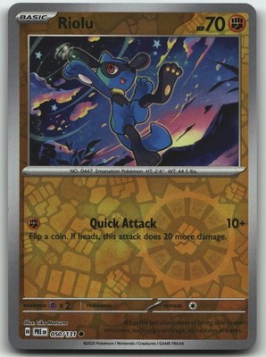 Riolu foil Common SV: Prismatic Evolutions 050/131 NM