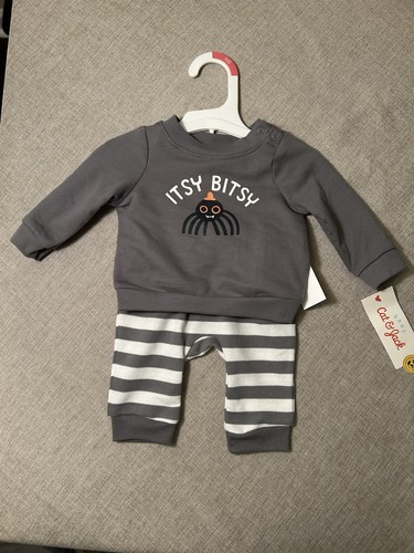 Katze & Jack Neugeborenes NB Halloween Outfit 2-teiliges Itsy Bitsy Spider Shirt Hose Set Neu mit Etikett