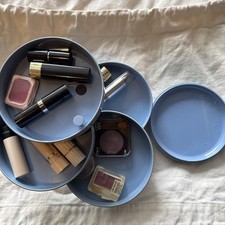 Vintage Interdesign Bluegray Swivel Organizer Box Jewelry Trinket W Lid