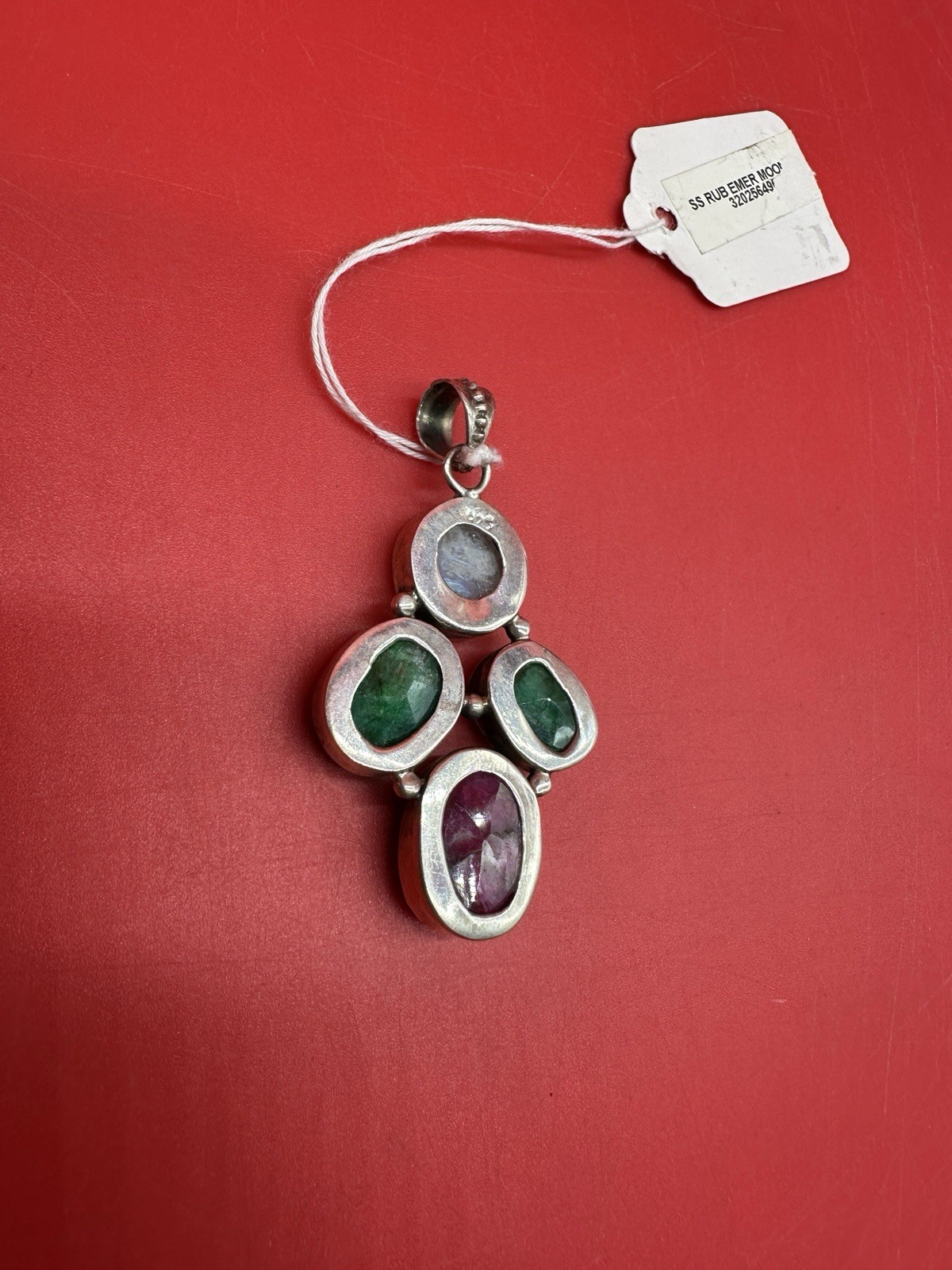 Ruby Emerald and Moonstone Sterling Silver 925 Pe… - image 5