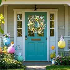 Spring Summer Artificial Flower Wreath with Sunflowers Multicolor ABS Door