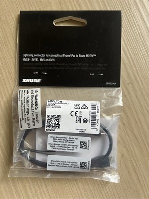Shure AMV-LTG15 Lightning Cable for MOTIV MV88+ Video Kit (15'')
