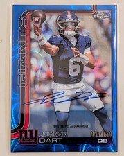 2025 Topps Chrome Football Jaxson Dart True Blue Color Match On Card RC Auto/150
