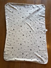 Cloud Island Gray Stars White Baby Blanket Soft Fleece 2 ply reversible HTF