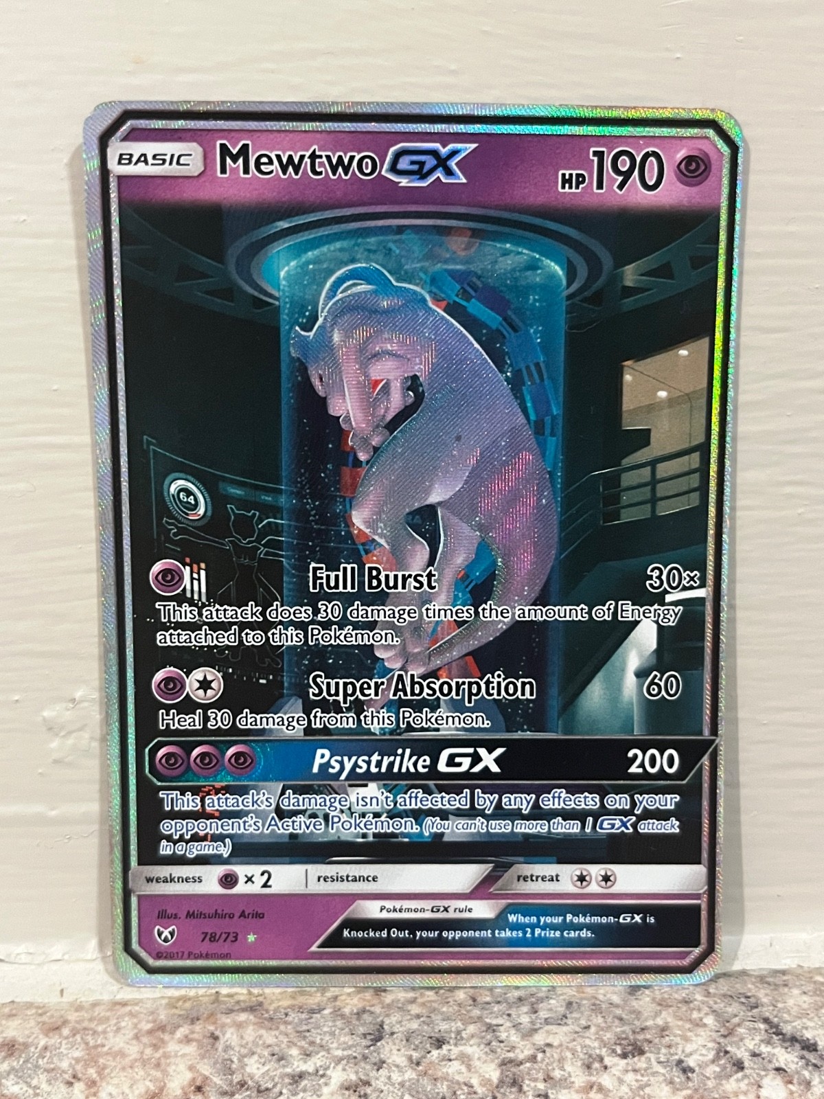 Pokemon Card Mewtwo Gx 78/73 Shining Legends Secret Rare Near Mint
