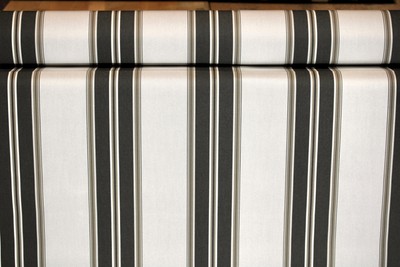 20 YARDS SUNBRELLA SHADE OUTDOOR FABRIC BLAKC/TAUPE FANCY STRIPE 4946 47'' WIDE