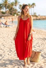 Sommerkleid rot Kleid Midi  Baumwolle Sommer ...