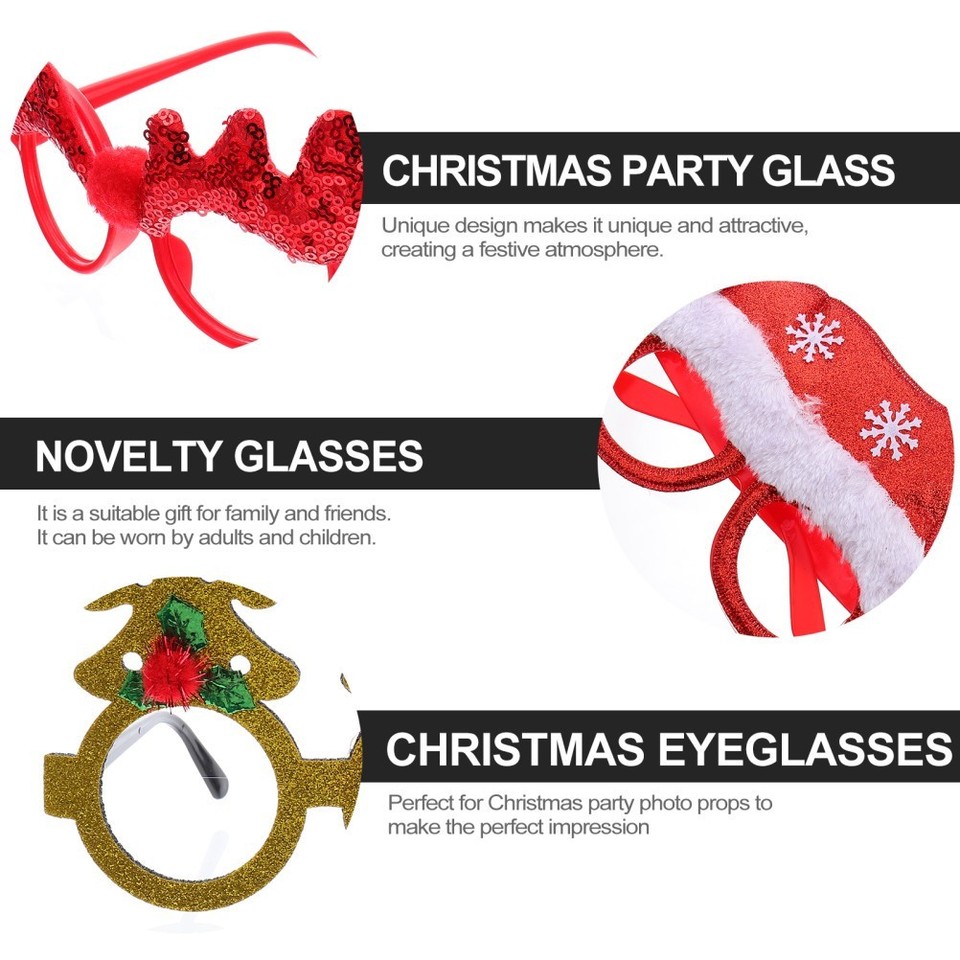 3Pcs Christmas Party Eyeglasses Novelty Glasses Photo Props Random ...