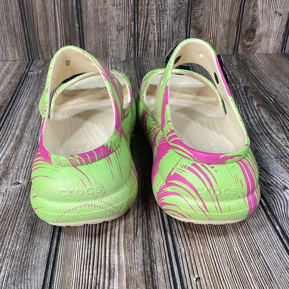 Crocs Sandálias Femininas Clássicas Crush Spring Break 208490 Baunilha Multicolor Tamanho 9 - Imagem 4 de 4