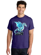 Blue-Dragon Mens Graphic Tee, 100% Cotton, Casual Summer Wear
