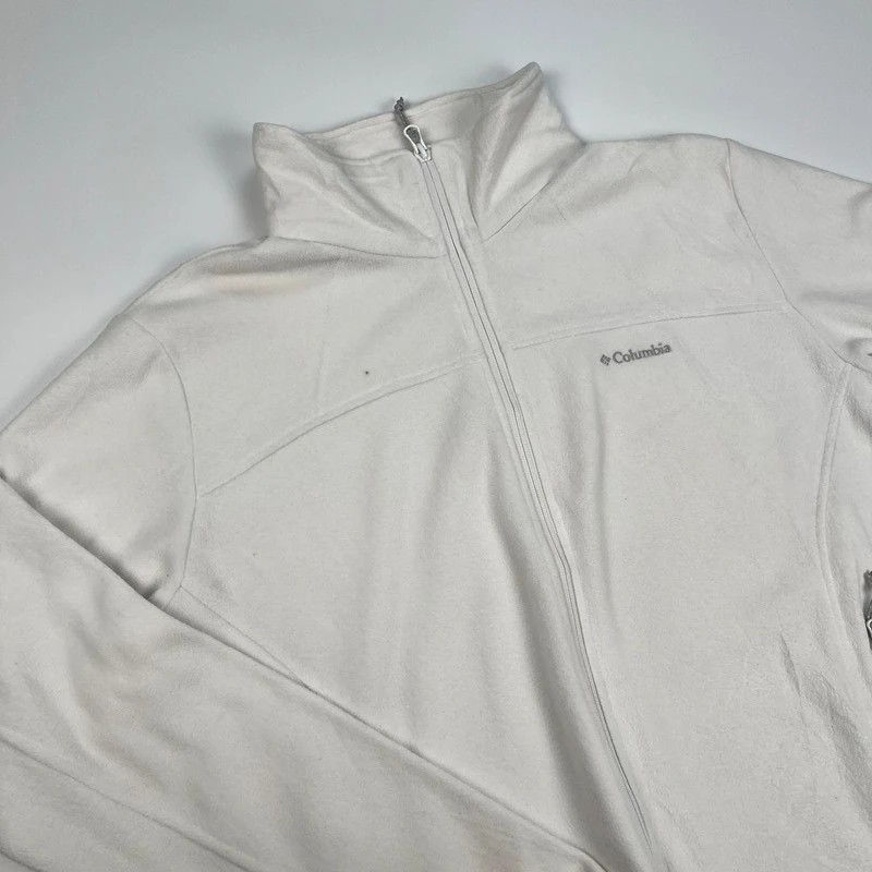 Columbia Full Zip Fleece Jacket Womens XL White Thermal Jacket Hiking image 3