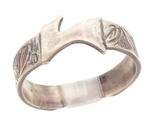 925 Sterling Silver Vintage Ring Engraved Floral Leaf Wide Band Sz 10 RG34411