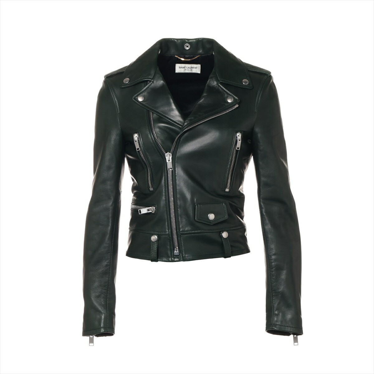 Giacca da cavaliere Saint Laurent 17 in pelle F34 donna verde 481862