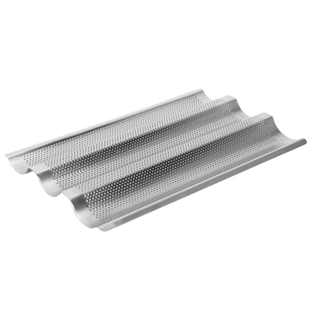 3 Loaves Non Stick French Baguette Pan Perforated Bread Pan Sourdough Bread Tray