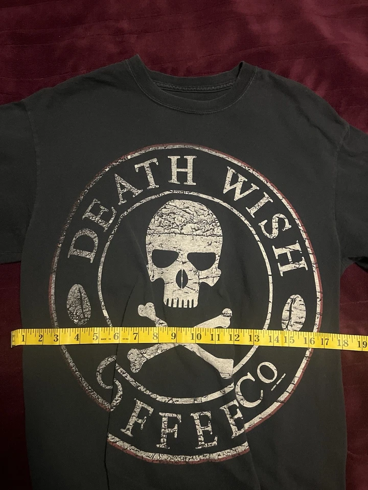 Death Wish Coffee T-Shirt Logo size M Medium Riding Skull Coffee Brand - Image 4 of 4