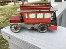 Antique Orobr (German) Double Decker Tinplate Clockwork Bus (RARE & Nice) 1920s