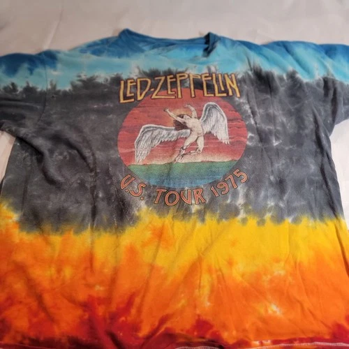 Led Zeppelin T-Shirt Mens Tie Dye US Tour 1975 Graphic Vinta 1970s vintage concert t-shirt, vintage, single stitch, B+ condition