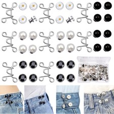 48Pcs Pant Waist Tightener Adjustable Waist Buckle Set for Loose Jeans Pants