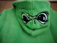 Bademantel Flausch mit Kapuze neon-grün Muffel Grinch Gr. L Teenager Polyester