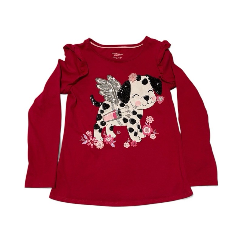 Isaac Mizrahi Girls Pink Dog Long Sleeve Shirt Size M (7/8)