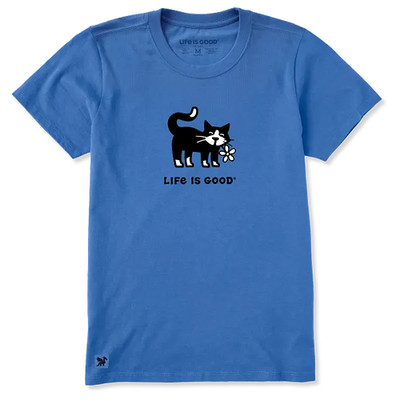 Life is Good. Women's Tuxedo Cat Daisy Short Sleeve Crusher-LITE Tee