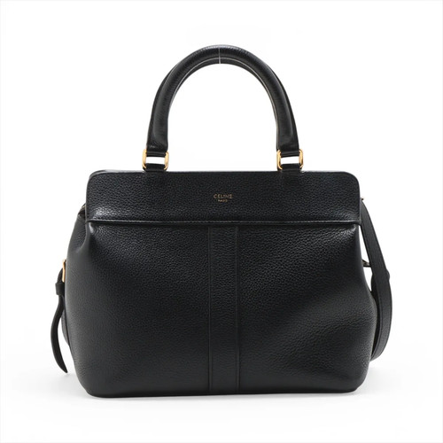 Celine Small Cabas de France Leather 2 Way Handbag Black
