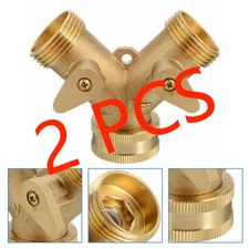 3/4" Solid Brass Double 2 Way Tap Garden Connector Adaptor Hose Splitter****