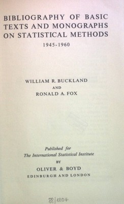 Bibliography of Basic Texts and Monographs on Statistical Methods 1945-1960. Buc
