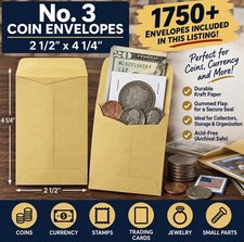 1750 Coin  Small Parts Envelopes, 2 1/2" X 4 1/4", No. 3 Coin Envelopes