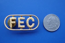 VTG Gold Tone FEC Florida East Coast Railways Railroad TRAIN LOGO Pin Back