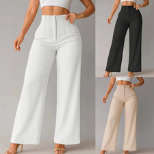 Women's High Waist Wide Leg Dress Pants Elegant Office Work Trousers