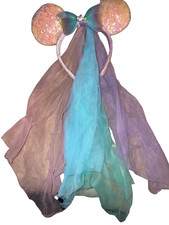 DISNEY WORLD GIRLS RAINBOW GLITTER MINNIE MOUSE EARS HEADBAND COSTUME DRESS UP