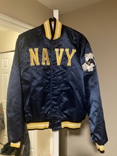 VINTAGE Navy Midshipmen Satin Starter Jacket Size XL Rare Bomber