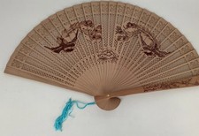Sandalwood Fan Carved Hollow Folding Fans Birds Fanning Orginal Packaging Sealed