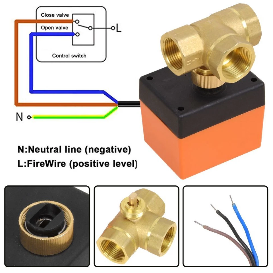 3 Wege Zonenventil Elektrisch Kugelventil 3/4 Zoll Motorkugelhahn Umschaltventil