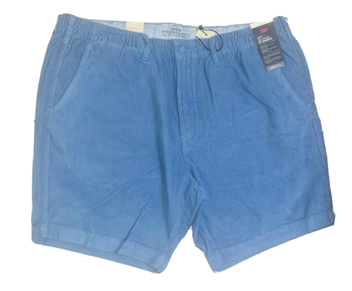 LEVIS SHORTS CHINOS CORD BIG MENS COTTON BLUE 3XL STRETCH WAIST W48in - W50in - Afbeelding 1 van 4