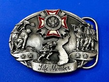 Life Member Veterans Foreign Wars Army Marines Navy Commemorative Belt Buckle