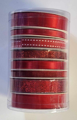 Yama Ribbon 8 Ribbons 2- 1/4''x21' 3- 5/8''x9' 3- 3/8''x 9' Red