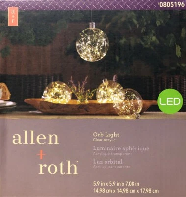 Allen + Roth 6” Clear Acrylic Plastic LED Orb Light Outdoor Decorative Lantern