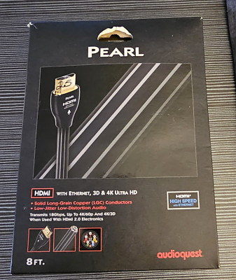 Audioquest Pearl HDMI Ethernet 3D $K Ultra HD 8 Ft Copper Conductors
