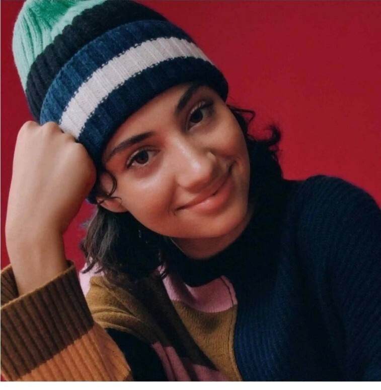 EVERLANE Unisex Striped Recycled Cashmere Ribbed Knit Beanie  display picture 1