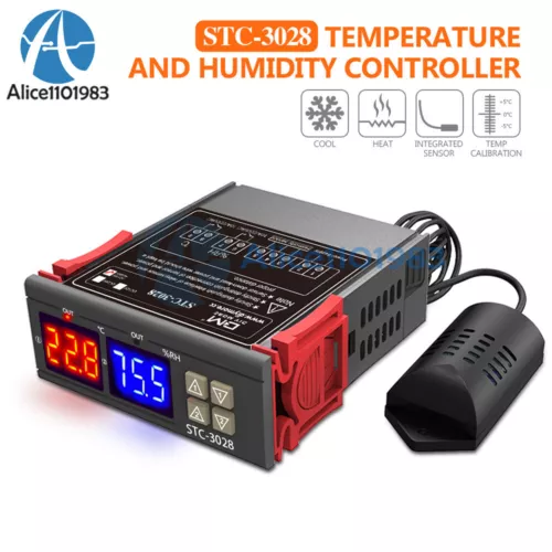 STC-3028 AC110-220V Digital Dual LCD Temperature Humidity Controller Thermostat